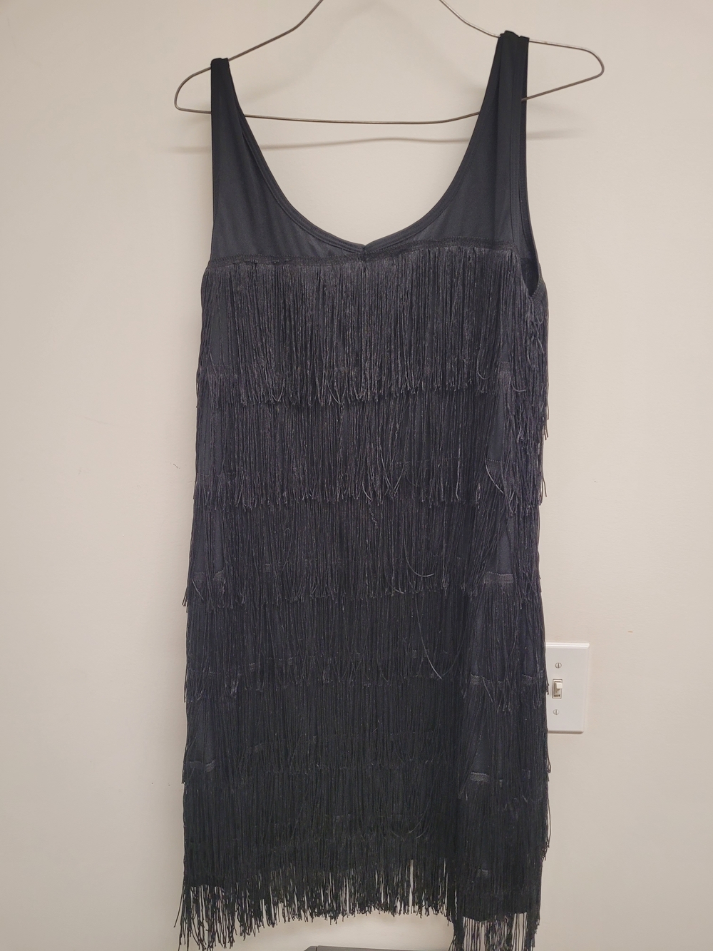 Fringe Slip Mini Dress - Black